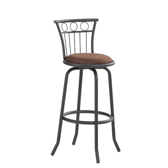 Ensemble de 3 tables et chaises de bar pour salle à manger, chaises de bar industrielles à hauteur de comptoir avec dossier en métal et assise en tissu