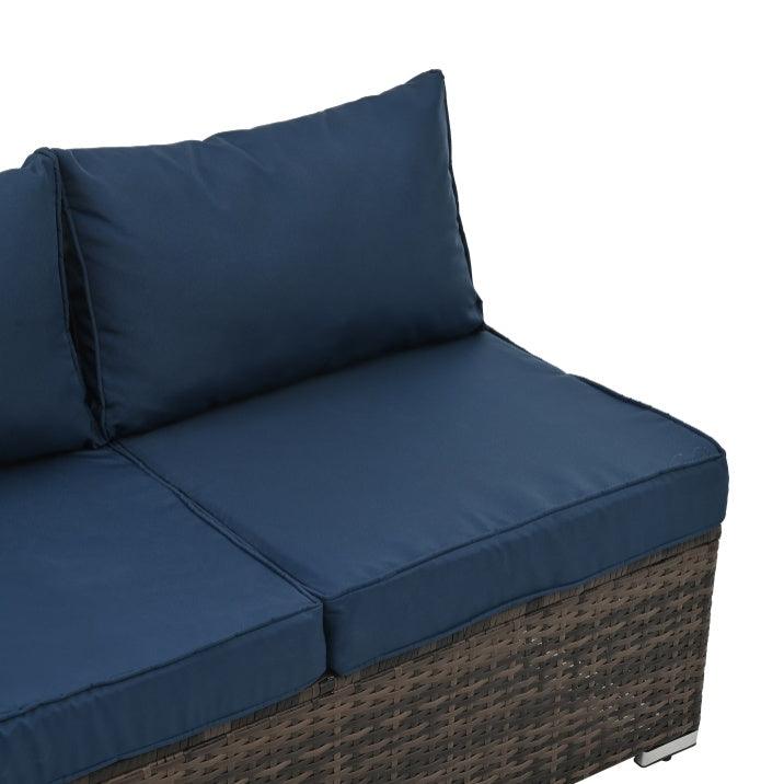 Mobilier de jardin, mobilier d'extérieur, mobilier saisonnier en osier PE, ensemble de 4 meubles en osier avec table basse en verre trempé