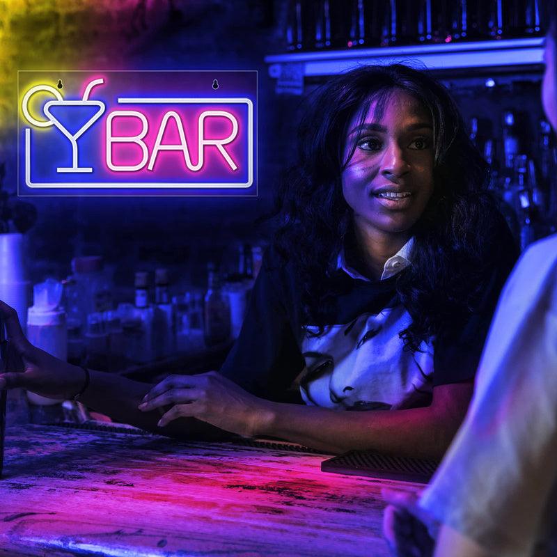 Lumières publicitaires au néon aux couleurs vives pour les fêtes de bar