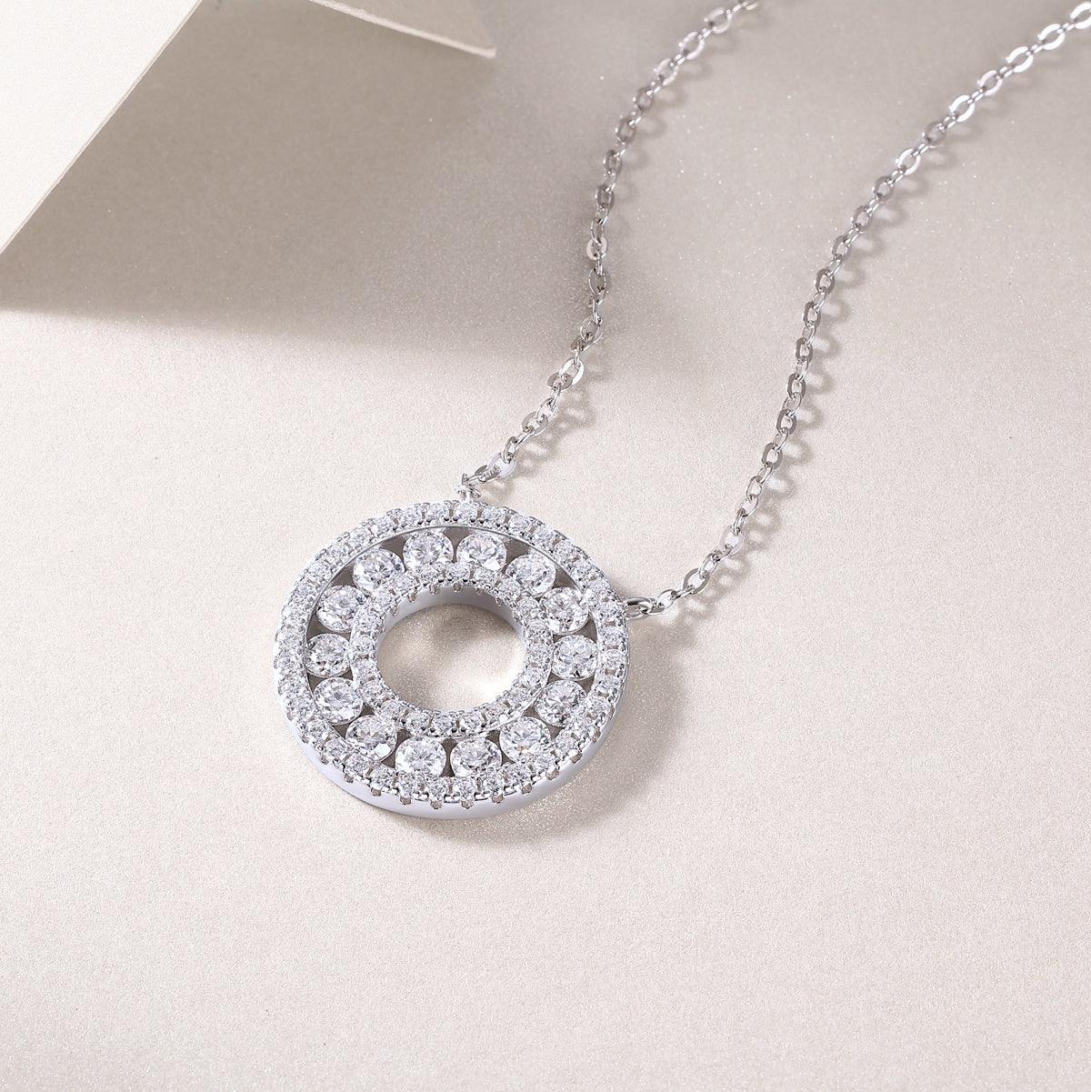 Reciprocating Luxury Fashion Diamond Pendant Necklace Set With Mosan Diamond Silver Ornaments - Grivelo