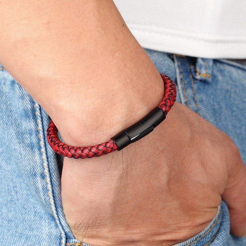 Bracelets pour hommes et femmes en acier inoxydable noir, bijoux cadeaux