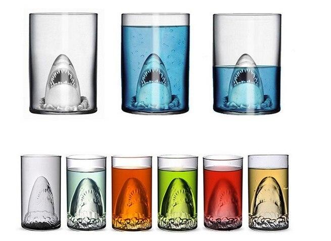 Transparent Glass Cup Shark Glass Wine Milk Tea Water Breakfast Cup Mugs Double-layer Bar Wine Drinkware - Grivelo
