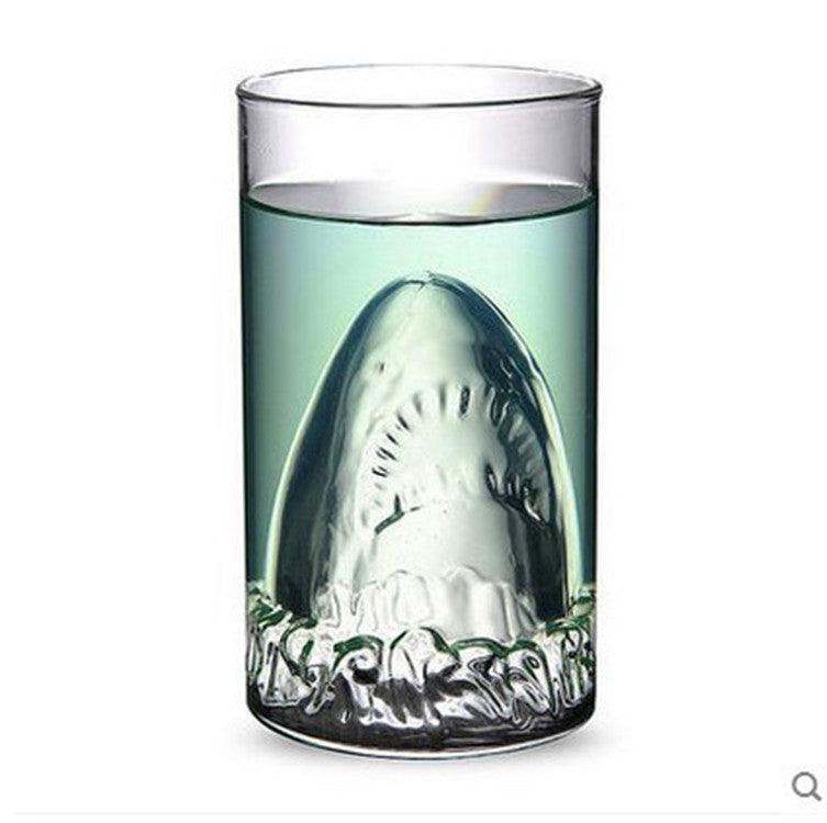 Transparent Glass Cup Shark Glass Wine Milk Tea Water Breakfast Cup Mugs Double-layer Bar Wine Drinkware - Grivelo