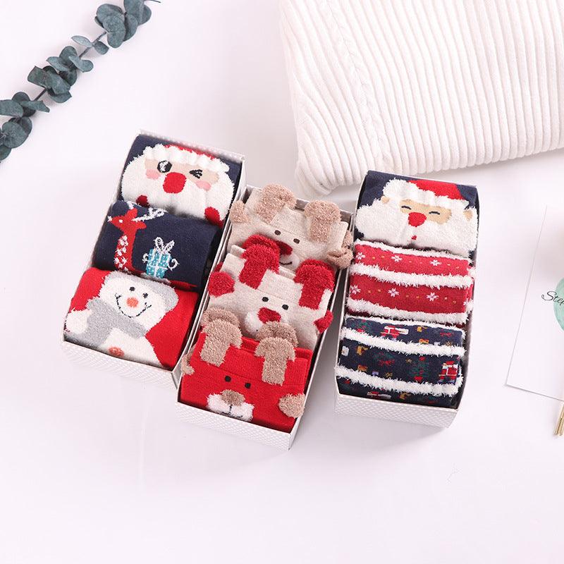 Cute Coral Fleece Christmas Socks Thickened Warm Home Floor Socks