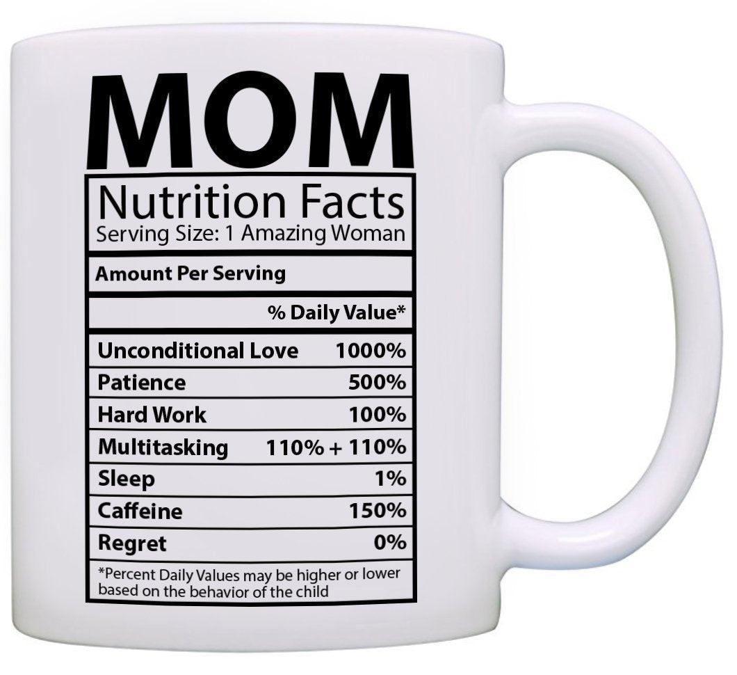 Tasse à café en céramique avec étiquette nutritionnelle pour la fête des mères