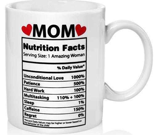 Tasse à café en céramique avec étiquette nutritionnelle pour la fête des mères