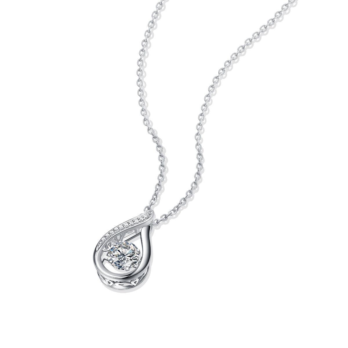 Smart Drop Luxury Fashion Diamond Pendant Necklace Set With Mosan Diamond Silver Ornaments - Grivelo