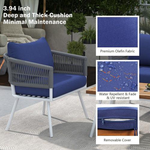 Conjunto de muebles de terraza de cuerda bohemia de 4 piezas
