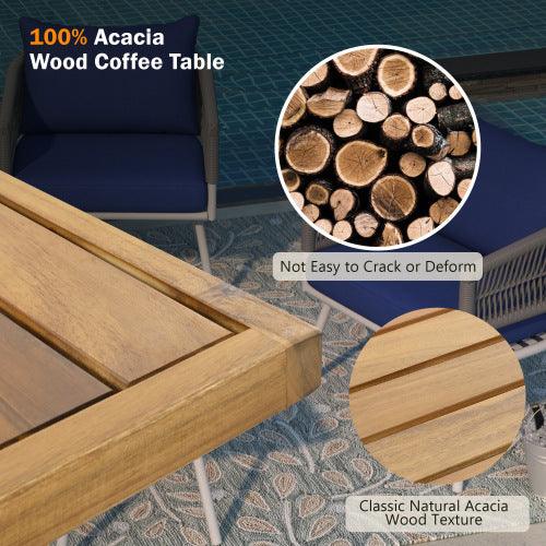 Conjunto de muebles de terraza de cuerda bohemia de 4 piezas