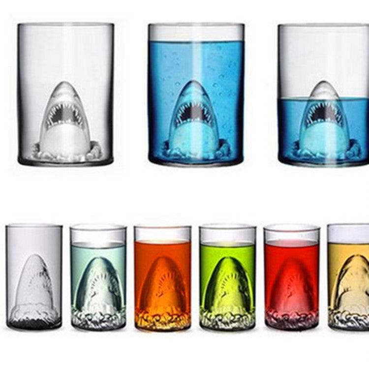 Transparent Glass Cup Shark Glass Wine Milk Tea Water Breakfast Cup Mugs Double-layer Bar Wine Drinkware - Grivelo