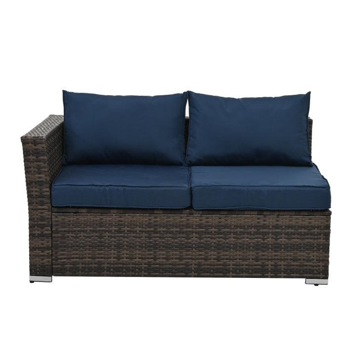 Mobilier de jardin, mobilier d'extérieur, mobilier saisonnier en osier PE, ensemble de 4 meubles en osier avec table basse en verre trempé
