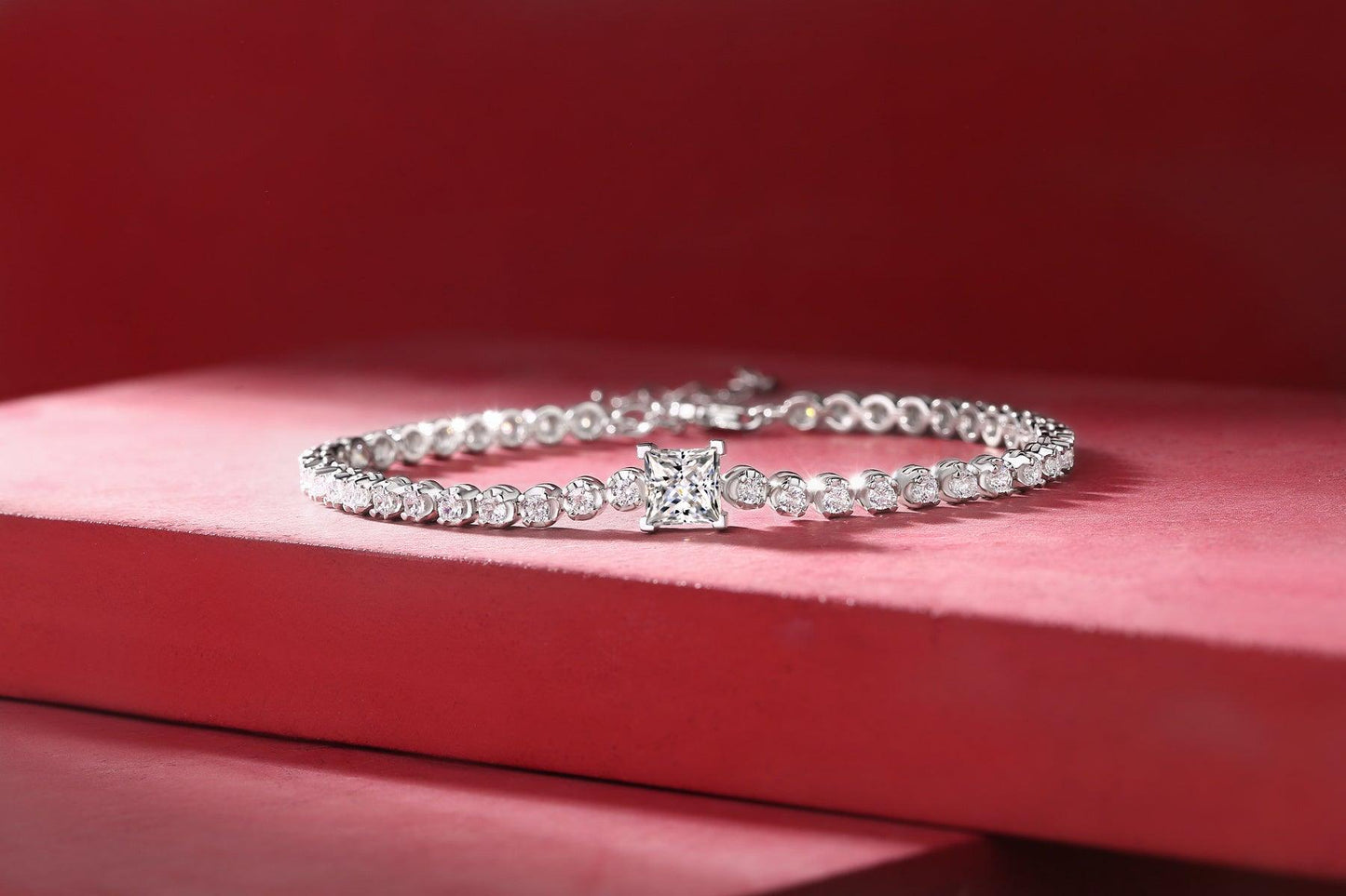 Rubik's Cube Luxury Fashion Mosan Diamond Silver Jewelry Comparable To Natural Diamond Bracelet - Grivelo