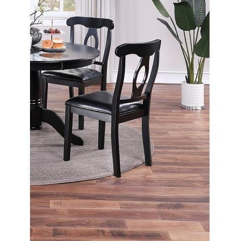 Ensemble de salle à manger 5 pièces au design classique, table ronde, 4 chaises d'appoint, coussins, tissu d'ameublement, siège en bois d'hévéa noir