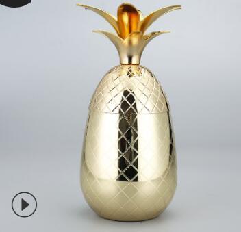 Vaso creativo de piña para cóctel, vasos de acero inoxidable para cerveza, herramienta para cócteles y bebidas.