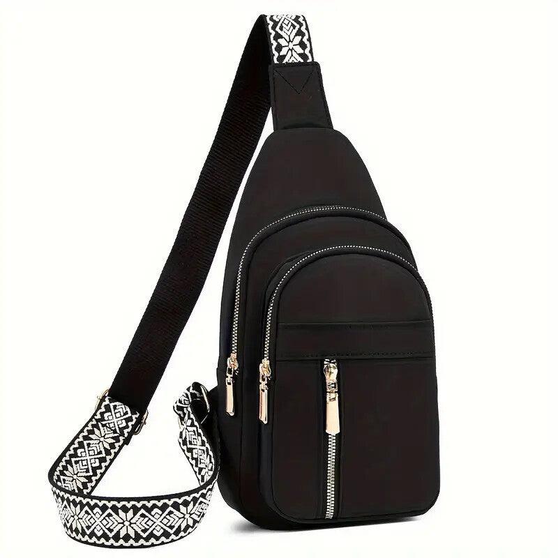 Sac de poitrine vintage pour femme, sac messager à bandoulière zippé non étanche pour les déplacements quotidiens