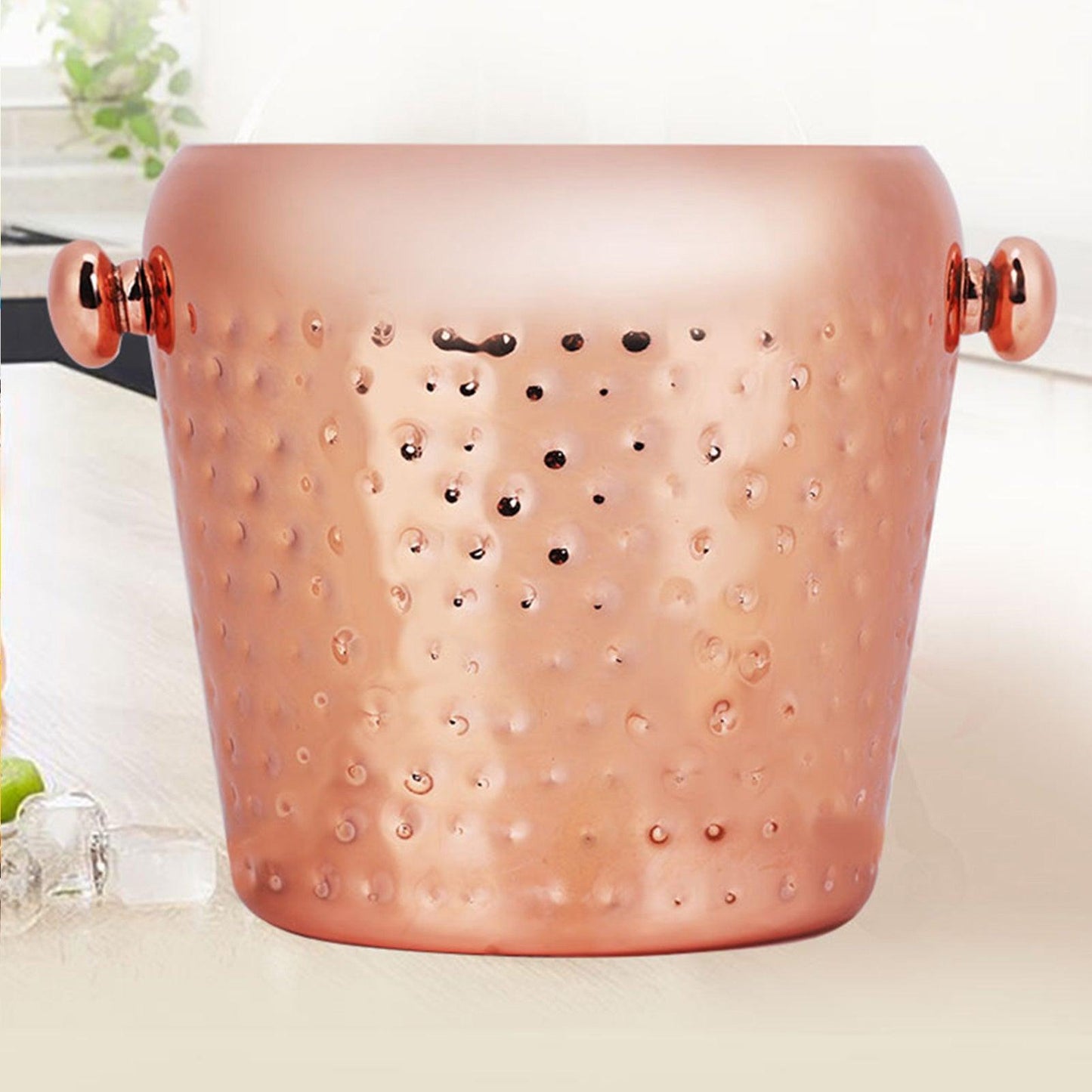 Seau à glace en acier inoxydable 1 L, récipient à glaçons pour bar, maison, hôtel (or rose)