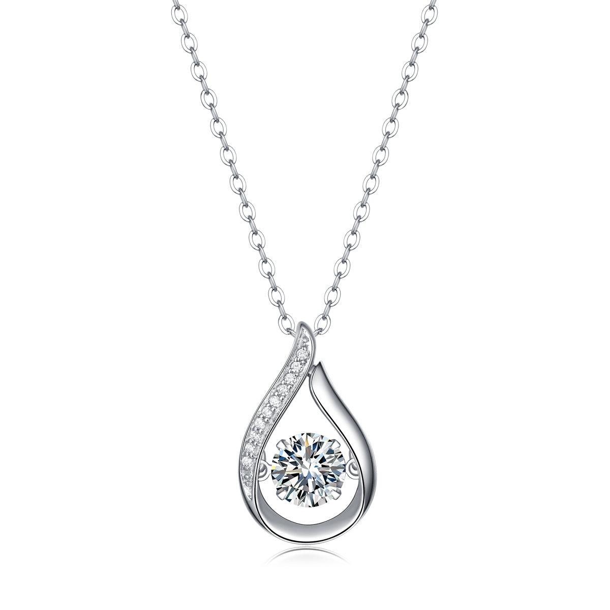 Smart Drop Luxury Fashion Diamond Pendant Necklace Set With Mosan Diamond Silver Ornaments - Grivelo
