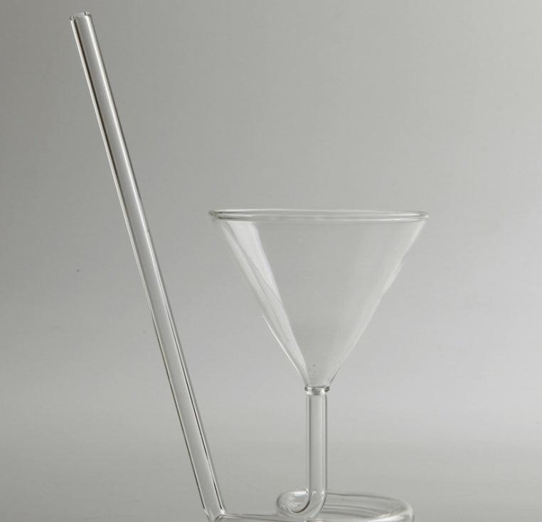 Copa de cóctel en espiral giratoria para martini, creativa, de cola larga, con pajita, para bar, fiestas, artículos de bar