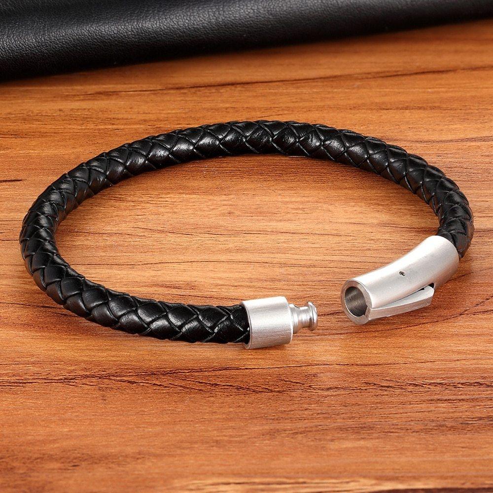 Bracelets pour hommes et femmes en acier inoxydable noir, bijoux cadeaux