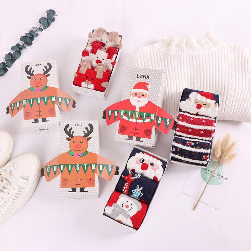Cute Coral Fleece Christmas Socks Thickened Warm Home Floor Socks