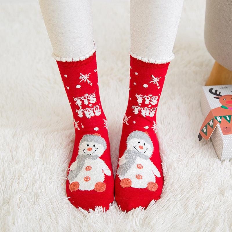 Cute Coral Fleece Christmas Socks Thickened Warm Home Floor Socks