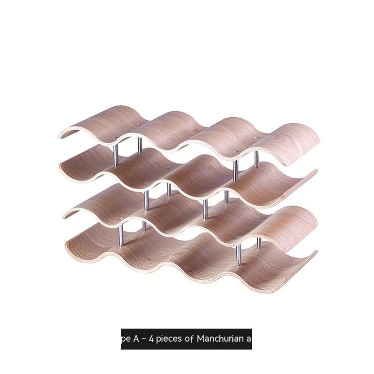 Creative Wave-shaped Home Hotel Bar Wooden Wine Rack