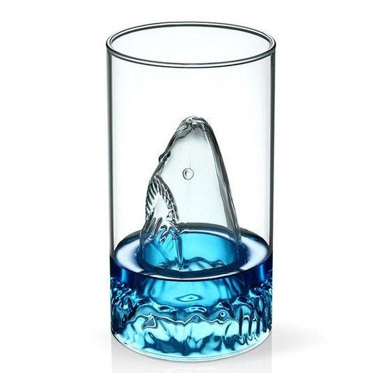 Transparent Glass Cup Shark Glass Wine Milk Tea Water Breakfast Cup Mugs Double-layer Bar Wine Drinkware - Grivelo