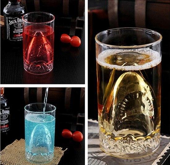 Transparent Glass Cup Shark Glass Wine Milk Tea Water Breakfast Cup Mugs Double-layer Bar Wine Drinkware - Grivelo