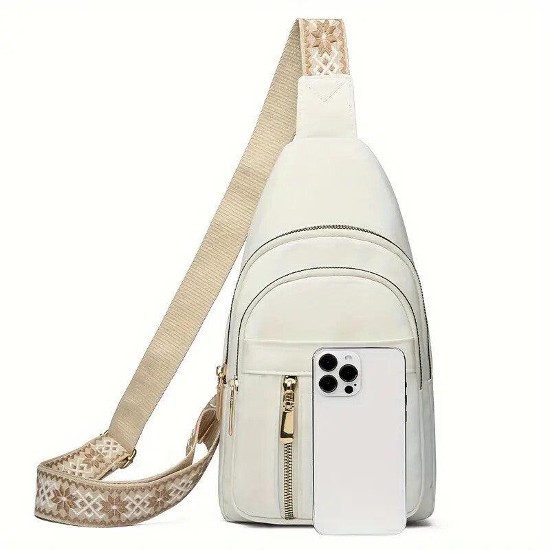 Sac de poitrine vintage pour femme, sac messager à bandoulière zippé non étanche pour les déplacements quotidiens