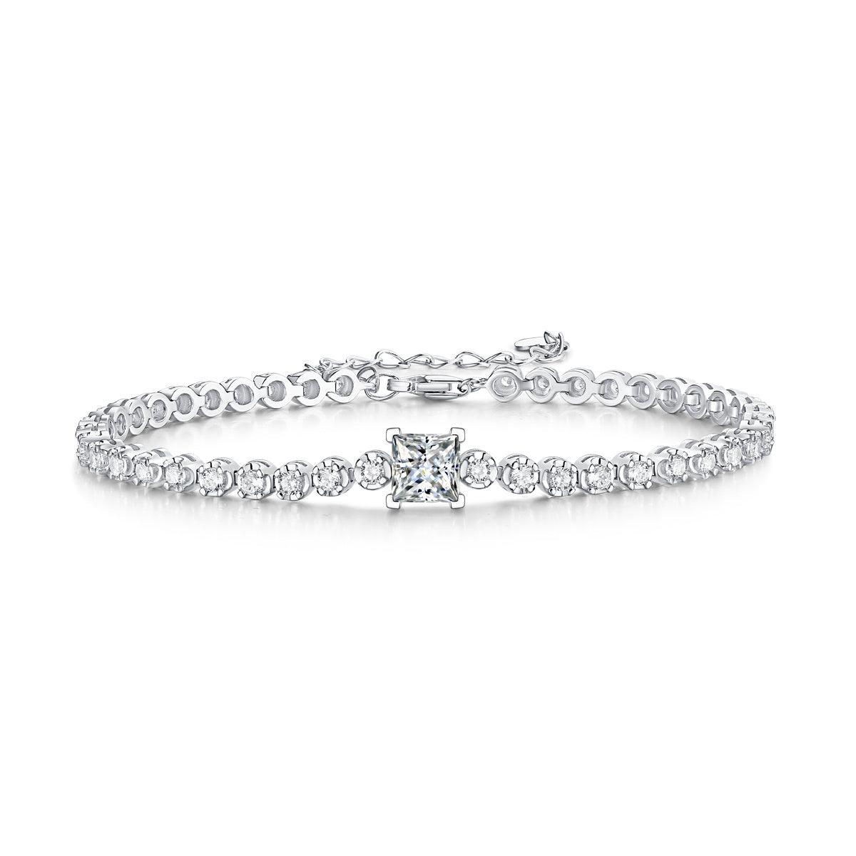 Rubik's Cube Luxury Fashion Mosan Diamond Silver Jewelry Comparable To Natural Diamond Bracelet - Grivelo