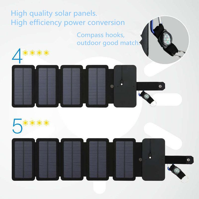 Chargeur solaire pliable d'extérieur, portable, 5 V, 2,1 A, sortie USB, pour appareils de camping, randonnée, sac à dos, voyage, alimentation pour smartphones