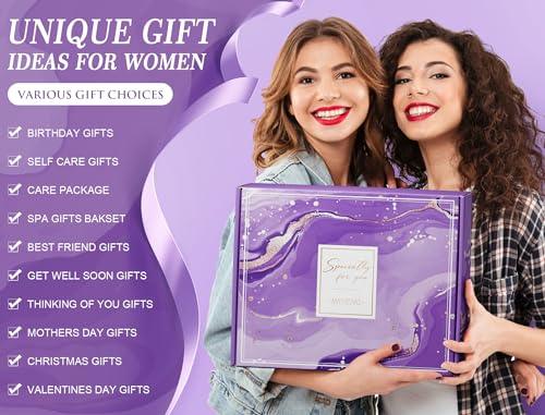Birthday Gifts for Women Self Care Gifts Get Well Soon Gifts, Rose Relaxing Spa Gifts Basket Care Package w/ Luxury Flannel Blanket, Unique Mothers Day Gifts for Mom Her Friend Sister Wife Grandma