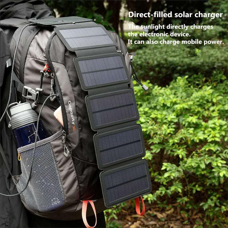 Chargeur solaire pliable d'extérieur, portable, 5 V, 2,1 A, sortie USB, pour appareils de camping, randonnée, sac à dos, voyage, alimentation pour smartphones