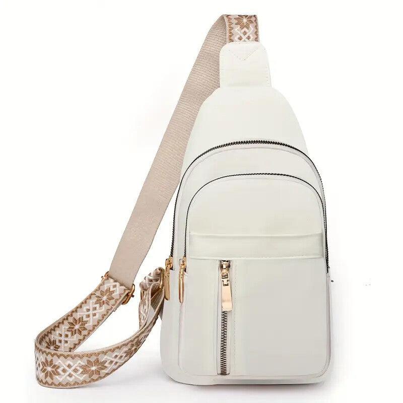 Sac de poitrine vintage pour femme, sac messager à bandoulière zippé non étanche pour les déplacements quotidiens