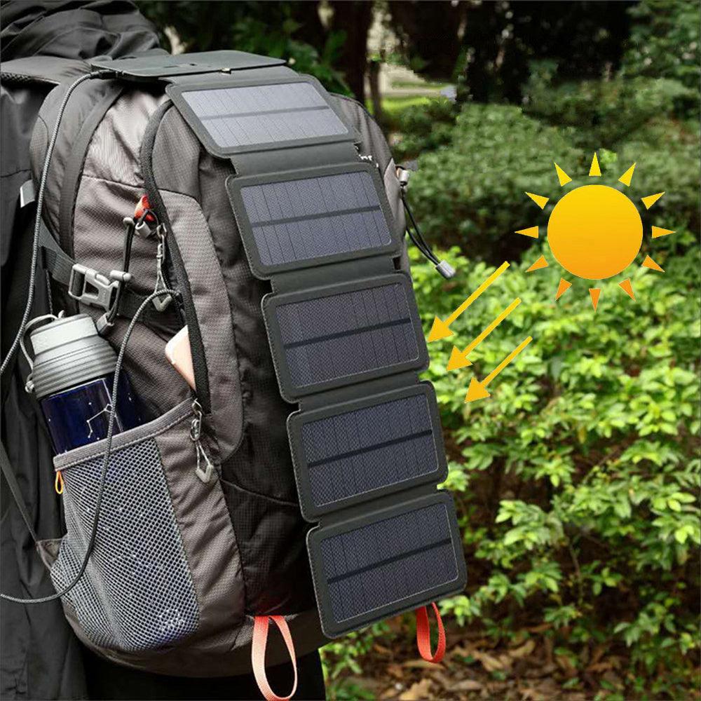 Chargeur solaire pliable d'extérieur, portable, 5 V, 2,1 A, sortie USB, pour appareils de camping, randonnée, sac à dos, voyage, alimentation pour smartphones