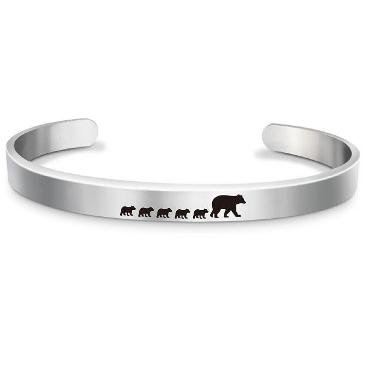 Stainless Steel Mama Bear Bracelet Mother's Day Gift