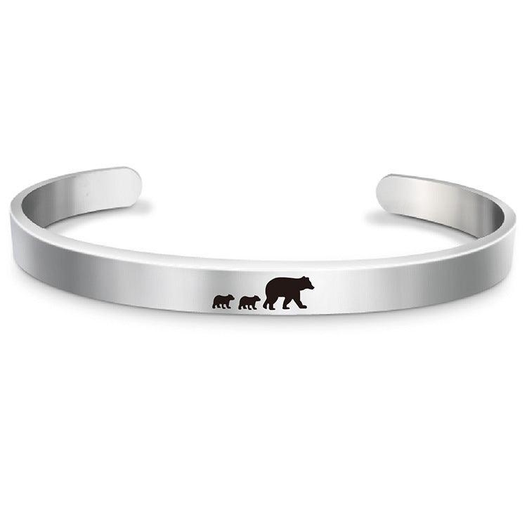 Stainless Steel Mama Bear Bracelet Mother's Day Gift