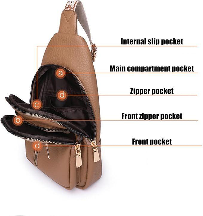 Sac de poitrine vintage pour femme, sac messager à bandoulière zippé non étanche pour les déplacements quotidiens