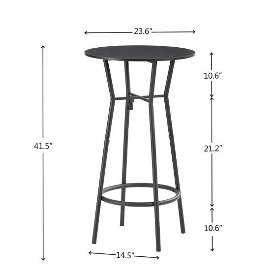 Ensemble de 3 tables et chaises de bar pour salle à manger, chaises de bar industrielles à hauteur de comptoir avec dossier en métal et assise en tissu