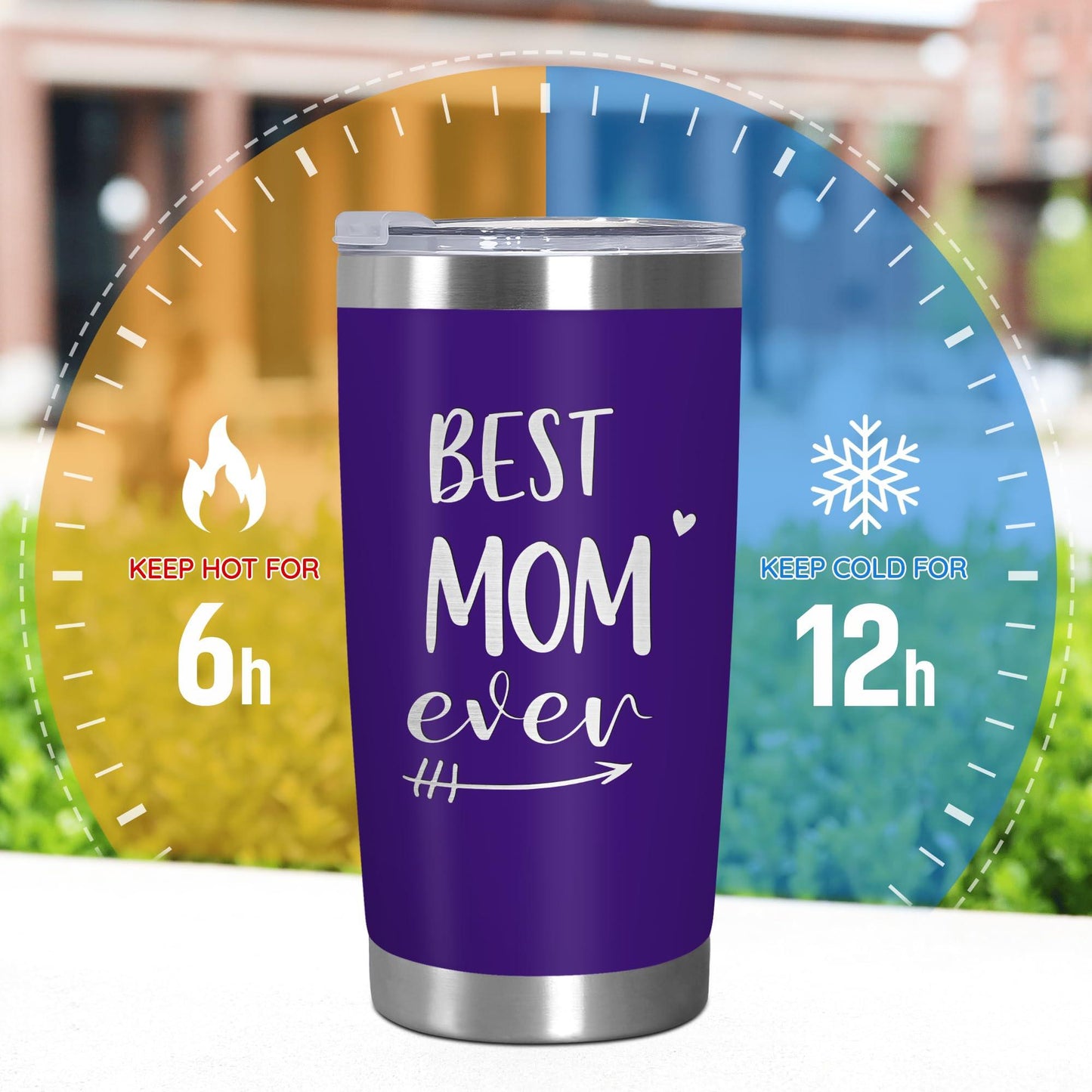 Cadeaux de fête des mères TEEZWONDER pour maman de la part de sa fille et de son fils - Gobelet à café isotherme en acier inoxydable de 59 cl avec couvercle - Cadeaux d'anniversaire pour maman, belle-mère, belle-mère, grand-mère