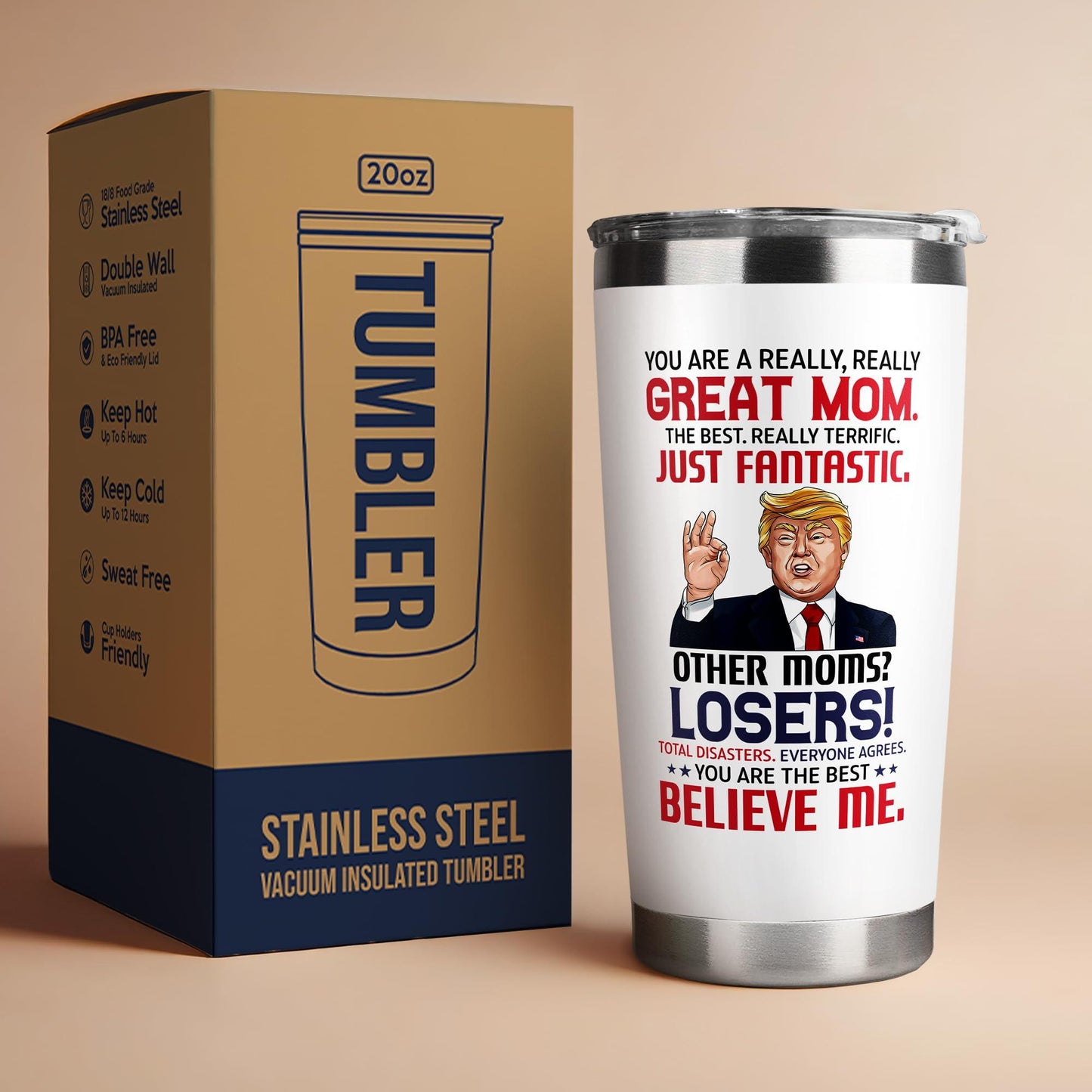 UMACVN Gifts for Mom from Daughter Son - Mothers Day Gifts for Mom Wife - Birthday, Christmas Gift Ideas for Moms - Gift for Mama, Moms, Mother from Kids - 20 Oz Stainless Steel White Tumbler