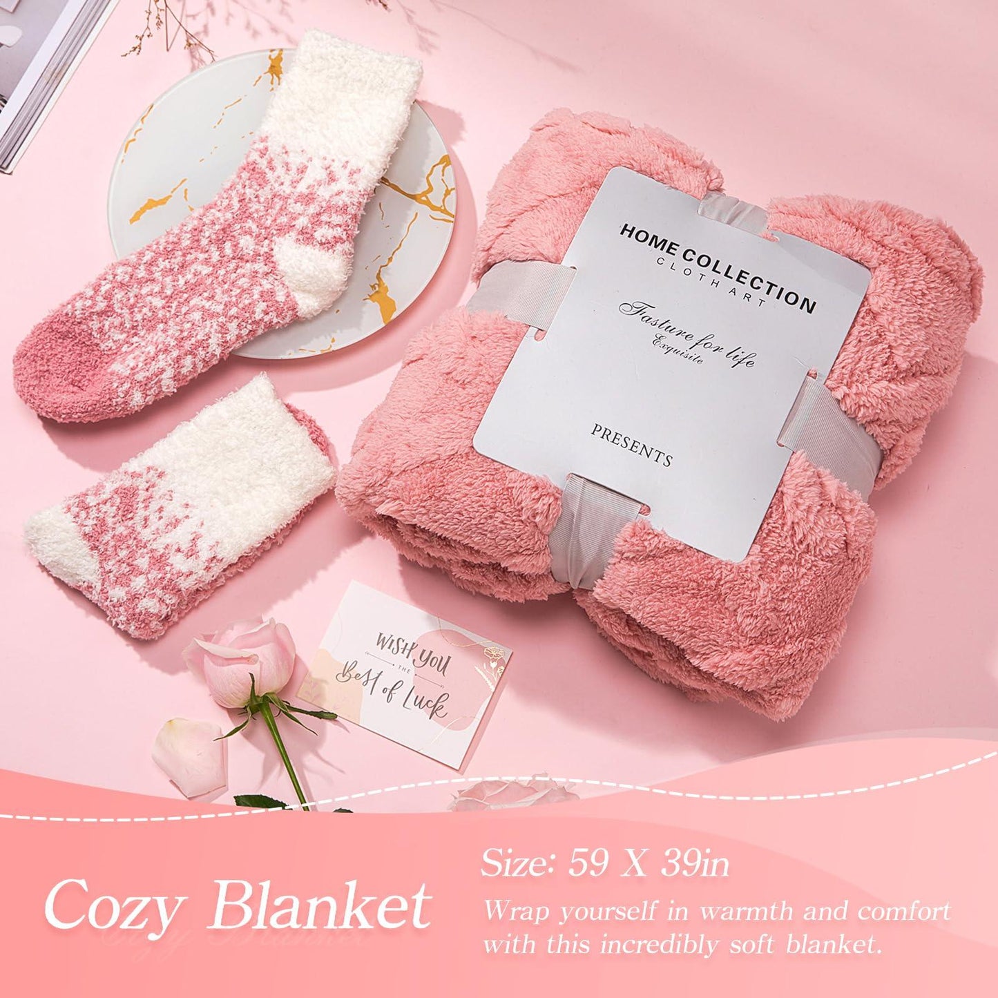 Cadeaux d'anniversaire pour femme, maman, amie, sœur, panier-cadeau spa relaxant unique, coffret de soins avec couverture de luxe, cadeaux de fête des mères pour maman, amie, sœur, épouse