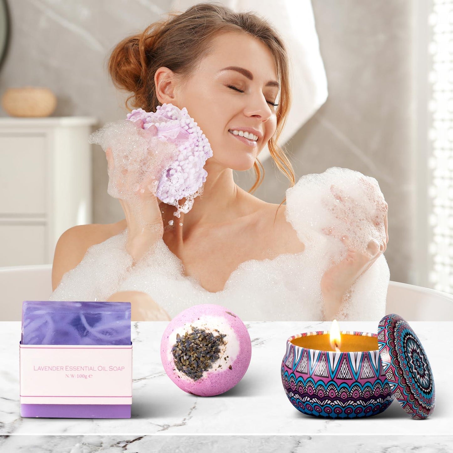Cadeaux d'anniversaire pour femme, maman, amie, sœur, panier-cadeau spa relaxant unique, coffret de soins avec couverture de luxe, cadeaux de fête des mères pour maman, amie, sœur, épouse