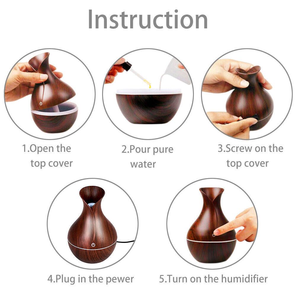 Humidificateur d'arômes ultrasonique à LED, diffuseur d'huiles essentielles, purificateur d'air, aromathérapie, petit porte-encens, bougie, parfum de yoga, brûleur d'arômes en forme de vase d'intérieur, fontaine à fumée, décoration de salon