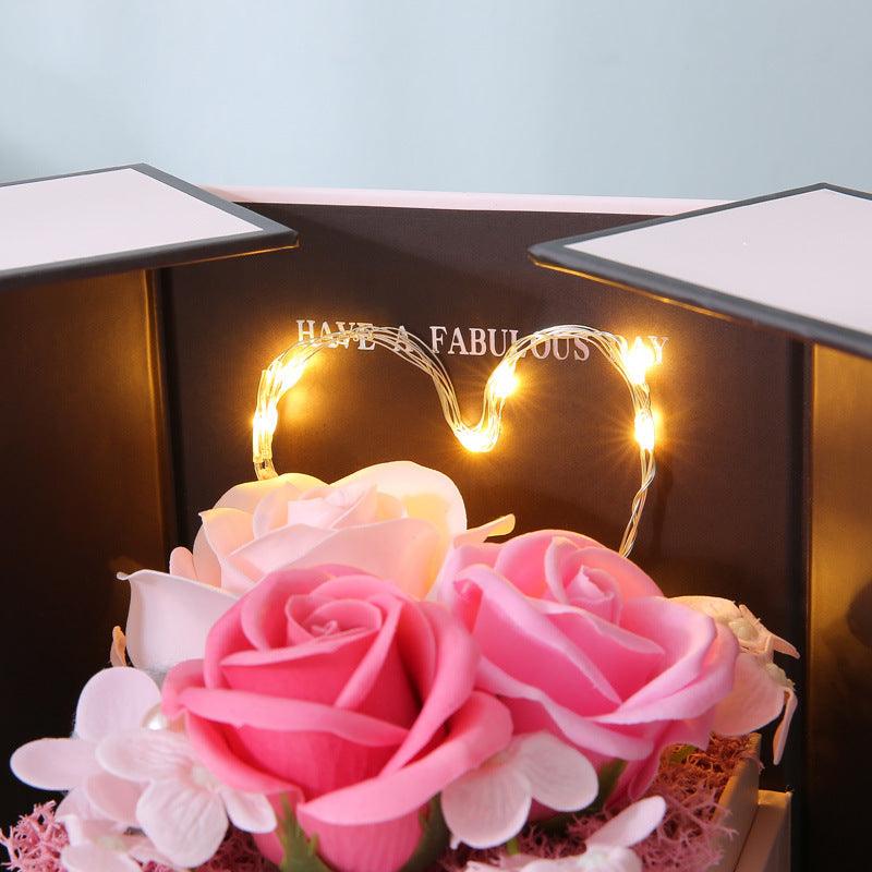 Mothers Day Gift Double Door Rose Gift Box, Jewelry Creative Decorate Boxes