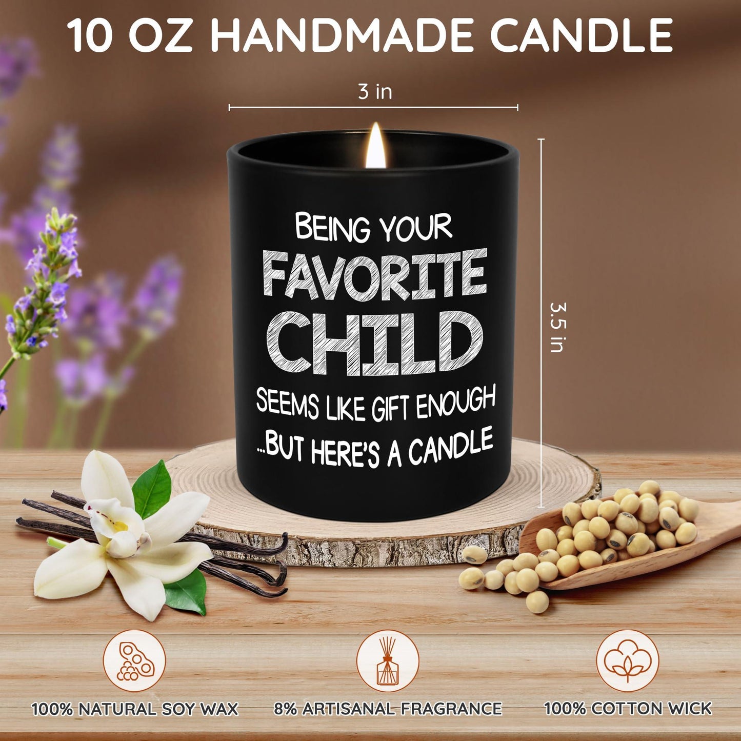 TEEZWONDER Cadeaux Fête des Mères pour Maman de Fille Fils - Bougie Parfumée Enfant Préféré Vanille Lavande 10oz - Cadeau Fête des Mères Fête des Pères pour Maman Papa Grand-mère Grand-père, Cadeau d'Anniversaire pour Femmes Hommes