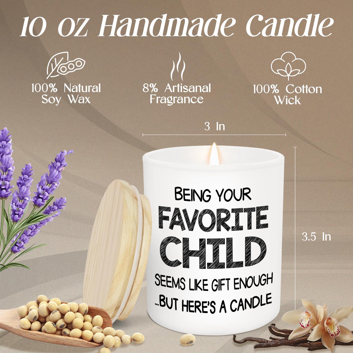 TEEZWONDER Cadeaux Fête des Mères pour Maman de Fille Fils - Bougie Parfumée Enfant Préféré Vanille Lavande 10oz - Cadeau Fête des Mères Fête des Pères pour Maman Papa Grand-mère Grand-père, Cadeau d'Anniversaire pour Femmes Hommes