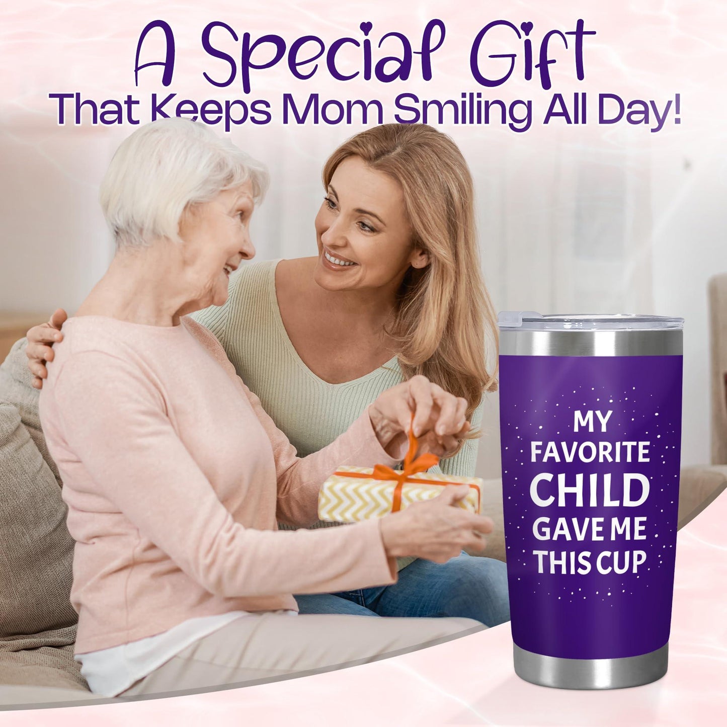 Cadeaux de fête des mères TEEZWONDER pour maman de la part de sa fille et de son fils - Gobelet à café isotherme en acier inoxydable de 59 cl avec couvercle - Cadeaux d'anniversaire pour maman, belle-mère, belle-mère, grand-mère