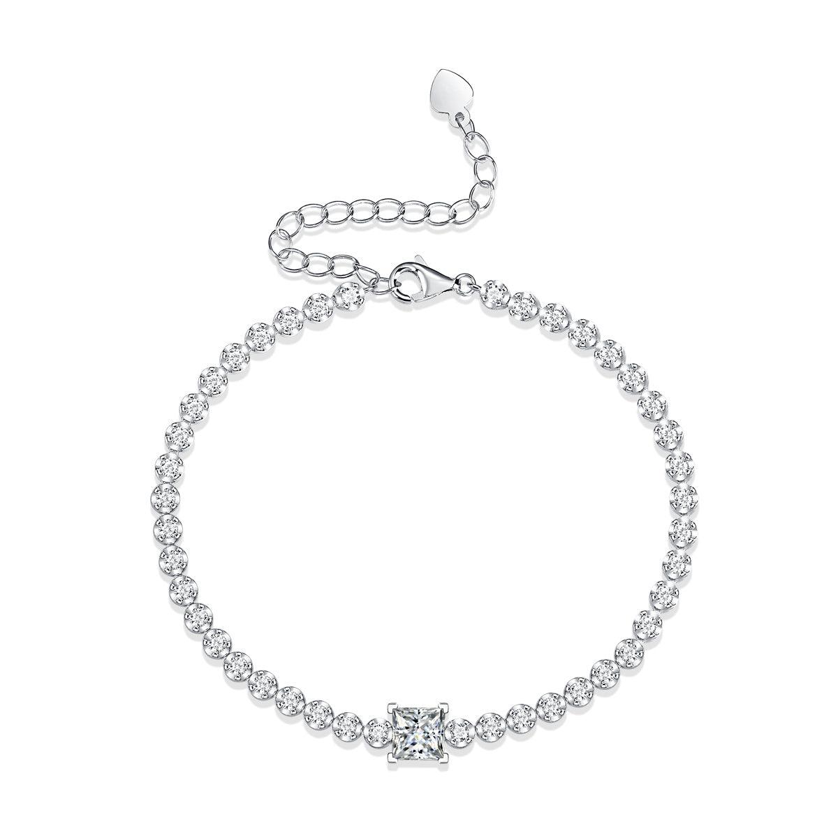 Rubik's Cube Luxury Fashion Mosan Diamond Silver Jewelry Comparable To Natural Diamond Bracelet - Grivelo