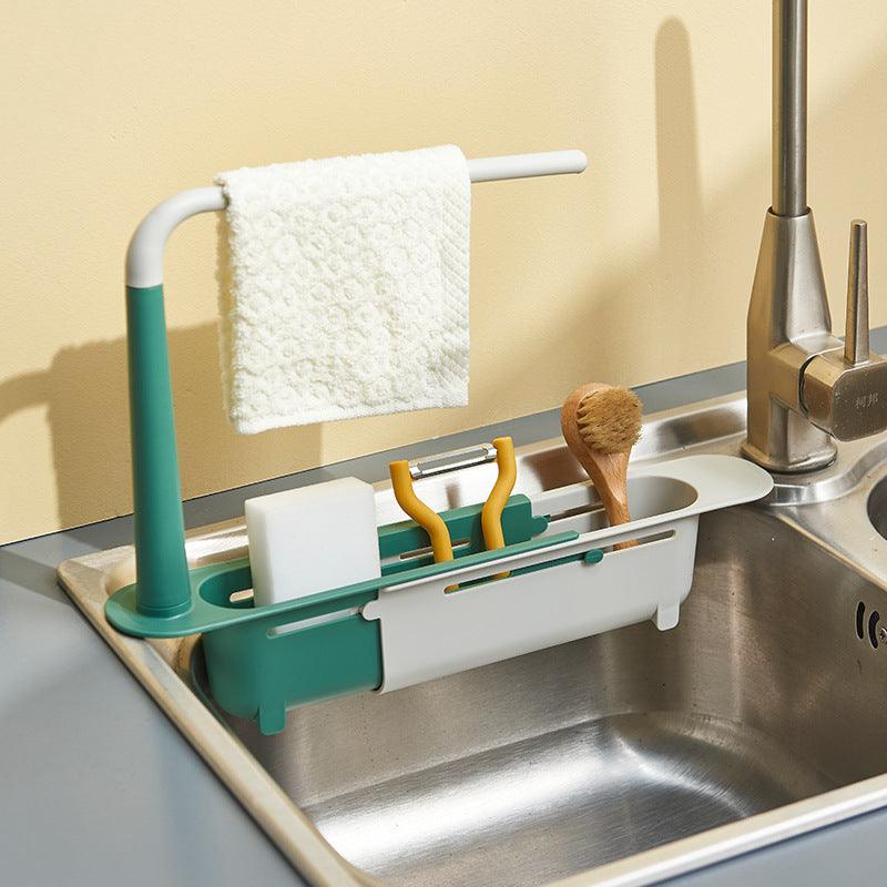 Étagère multifonctionnelle pour évier de cuisine, porte-chiffons